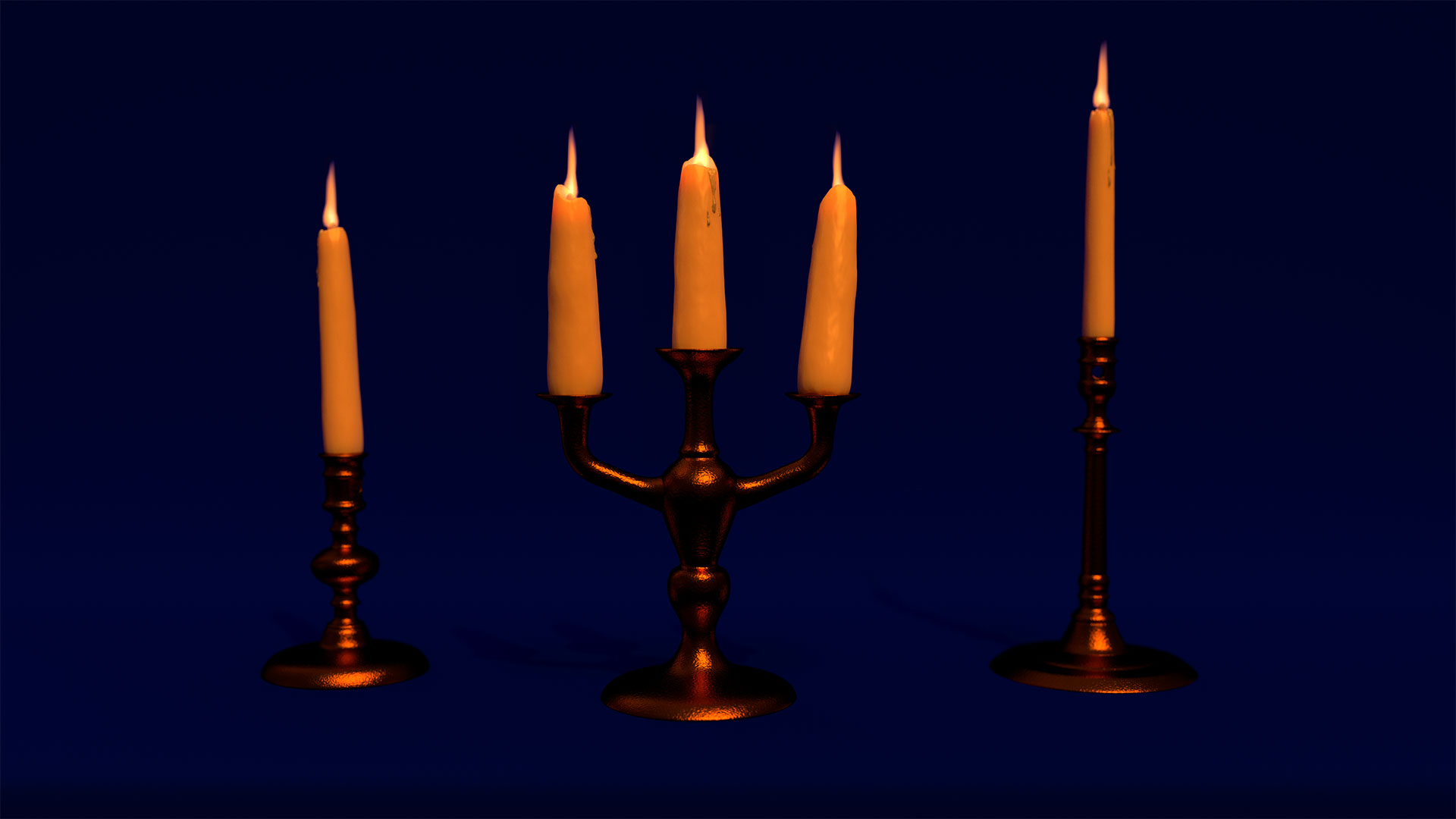 chandelier et bougies 3d